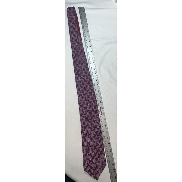 Vintage: Tommy Hilfiger Mens Tie, Red White Check Pattern, Classic 2 Tone - Picture 6 of 6